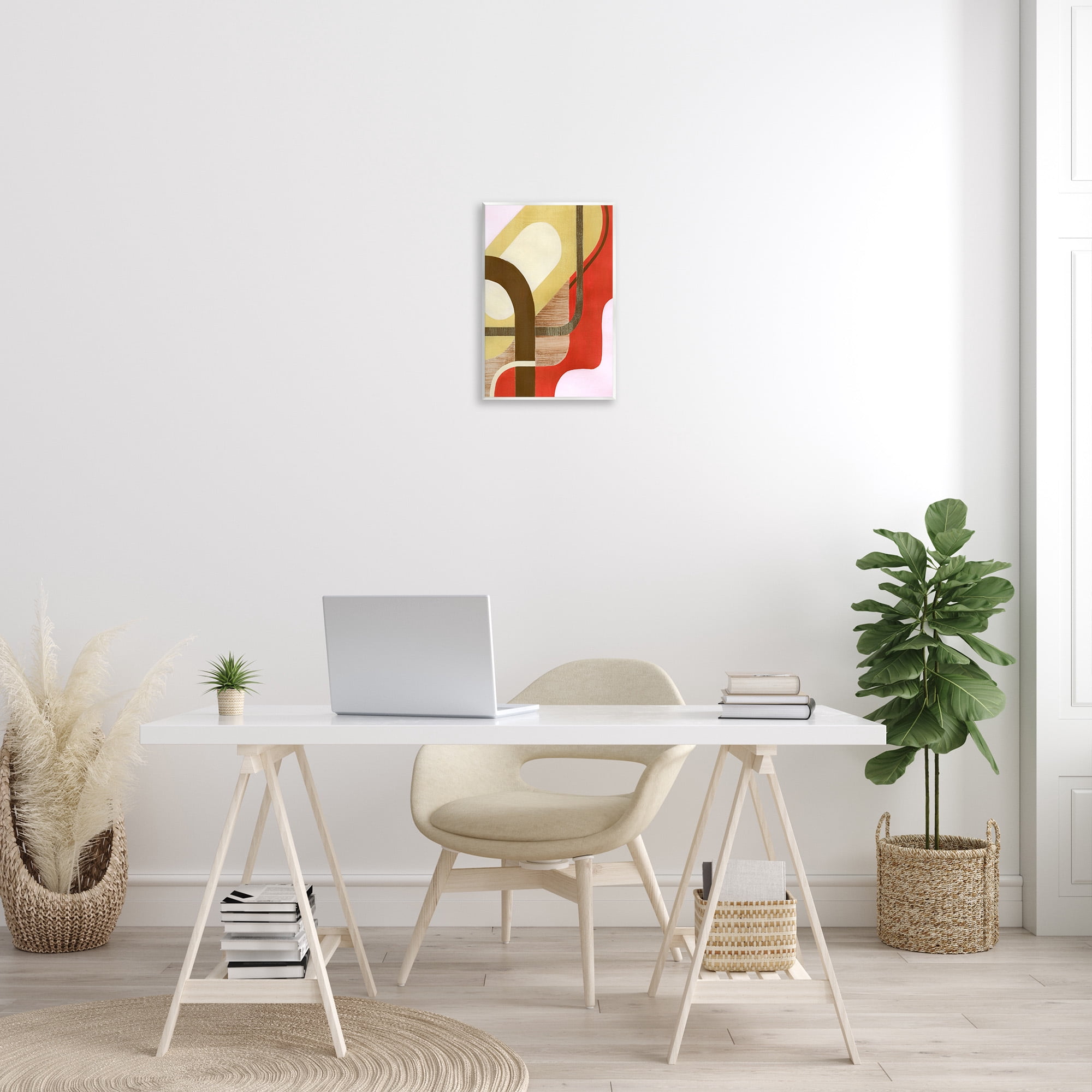Stupell Industries Wavy Retro Shapes Abstract Painting Unframed Art Print Wall Art, 13 x 19