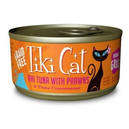 UPC: 0693804107831 | (12 Pack) Tiki Cat Manaha Grill Ahi Tuna with Prawns Wet Cat Food  2.8 oz. Cans