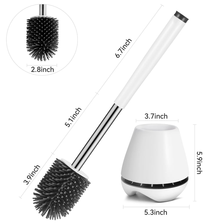 Fuvuan Toilet Bowl Brush and Holder Set, White photo 2