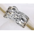 thumbnail image 3 of European American Style Multi-Layer Cross Bow Rhinestone Ring, Individually Packed Copper Ring for Festival Gift Giving, 3 of 5