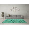 thumbnail image 3 of Ahgly Company Machine Washable Indoor Rectangle Abstract Turquoise Blue Modern Area Rugs, 2' x 4', 3 of 4