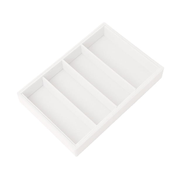 Bandeja organizadora para gafas de sol con 4 ranuras, vitrina para gafas, ahorra espacio, caja de almacenamiento para viajes, mesa, casa, apartamento. Blanco