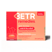 BETR Remedies Daytime Non-Drowsy Cold & Flu Relief, Fever Reducer, Multi-Symptom, 24 Tablets
