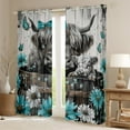 thumbnail image 2 of Erosebridal Highland Cattle Curtains Pack of 2 (38x54), Chic Daisy Flower 30%-50% Black Out Curtains, Rustic Lodge Cabin Decorative, 2 of 7
