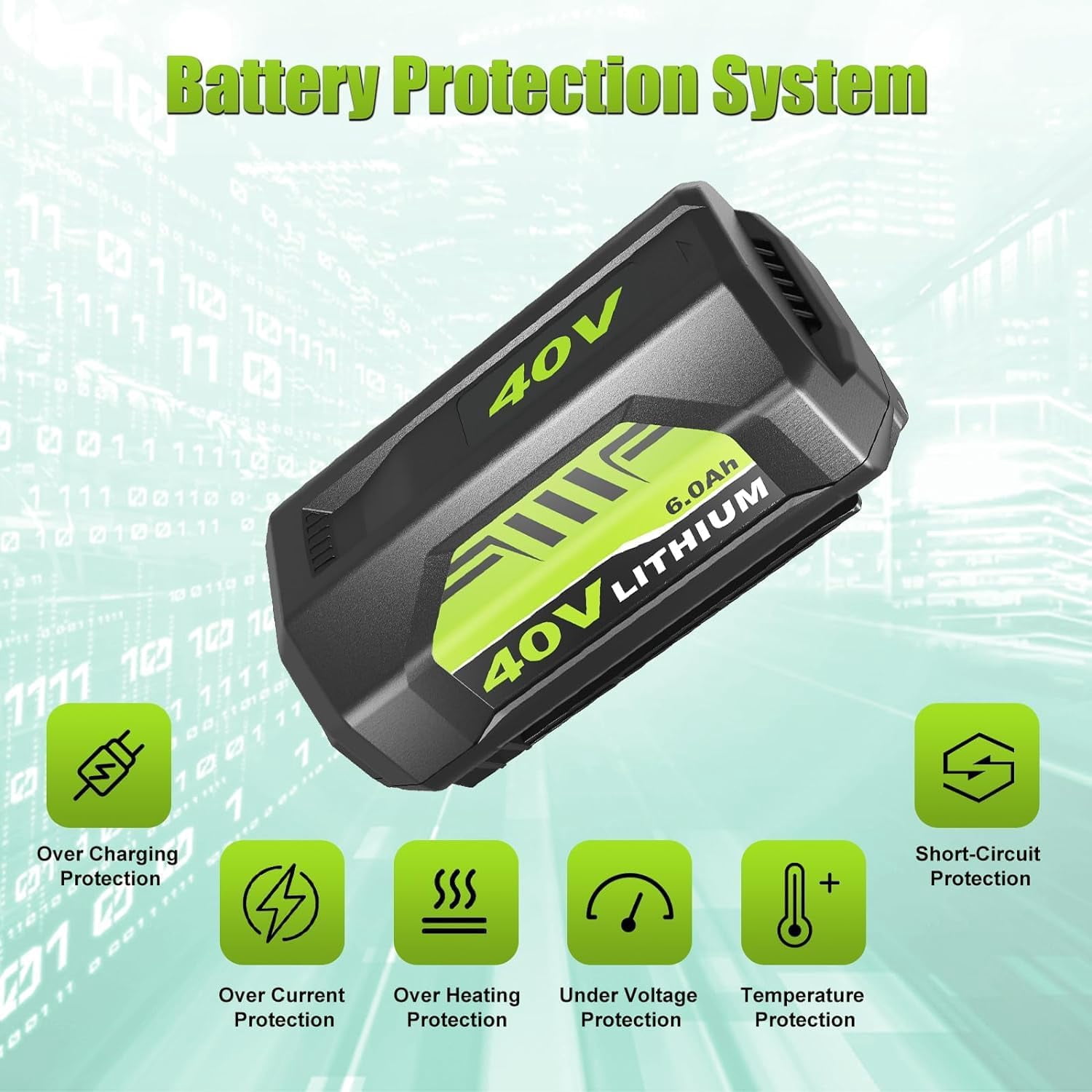 2Pack 40v 6000mAh  Replacement for Ryobi Battery 6.0Ah Compatible with Ryobi 40 Volt Battery Max Lithium  OP40401 OP4026  40V Cordless Power Tool