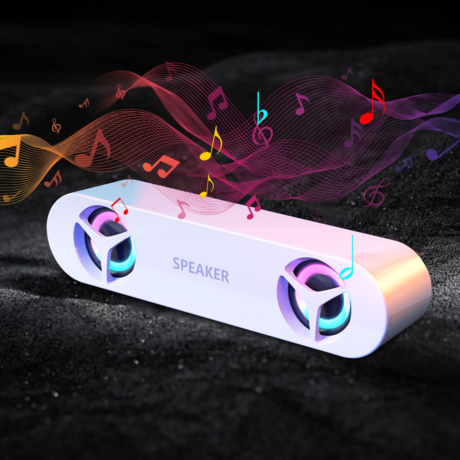 Dual Speaker Dual Diaphragm Bluetooth 5.0 Desktop Mini Speaker, Balanced Layered Stereo Sound, Dynamic Gradient Breathing Ambient Light & Wired Wireless Dual Connection