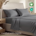 thumbnail image 3 of Bare Home Organic Sateen Sheet Set - 400 Thread Count - 100% Organic Cotton - 4 Piece - Queen, Gray, 3 of 10