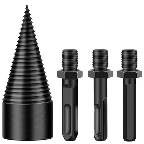 Washranp Firewood Splitter Drill Bit with Connect Rod,Log Splitter Electric Drill Wood Splitting Tool Firewood Auger for Household Farm Camping