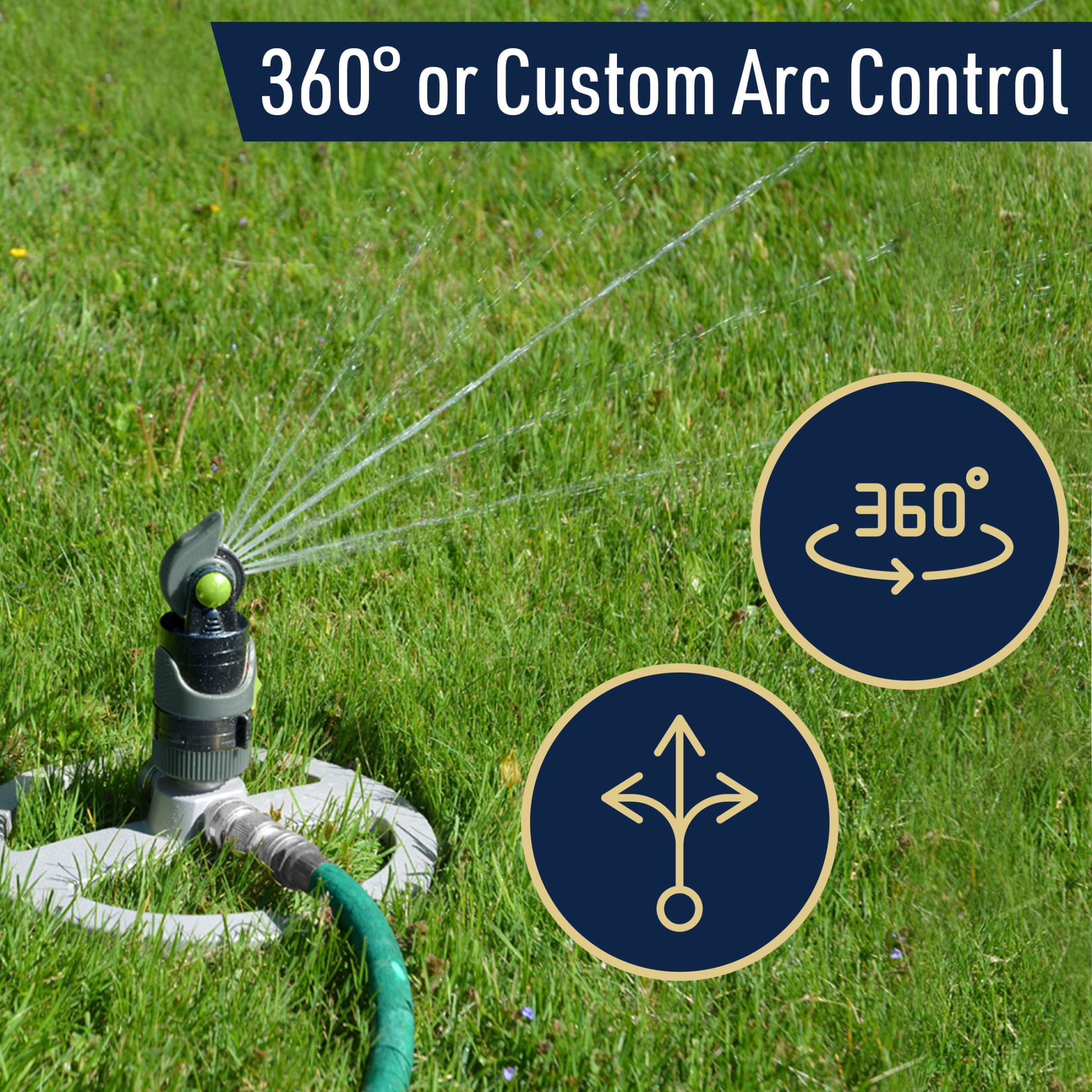 Kings County Tools Impact Sprinklers for Yard with Adjustable Rotating Head and 4 Spray Patterns