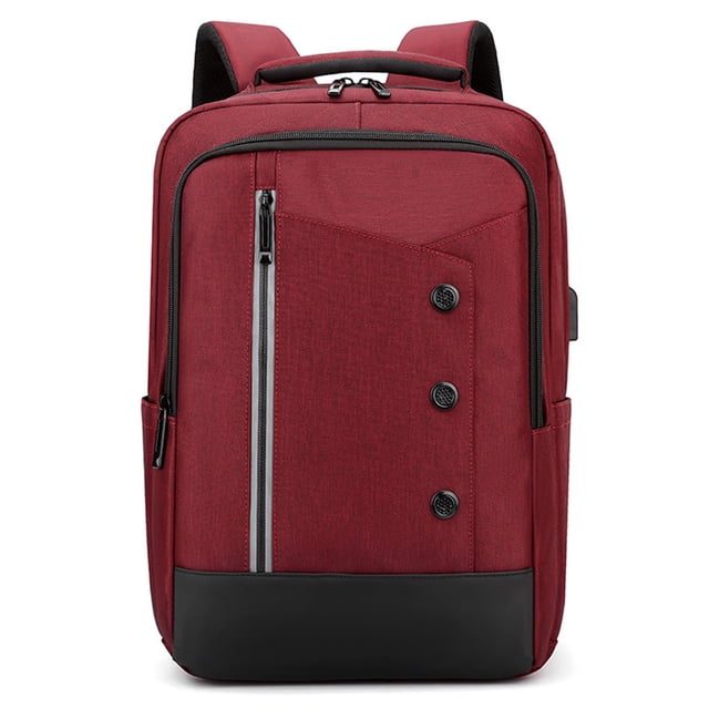 Mochila para portátil para viajes de negocios, bolsa para portátil con puerto de carga USB, color rojo