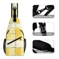 thumbnail image 3 of Full Print Chest Bag 8×15in Outer Large Bag On Both Sides Of Mesh Bag Inside Pocket Design Sponge Pad Shoulder Strap LightYellow Checked Hand-drawn Sketch_4, 3 of 8