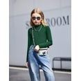 thumbnail image 3 of Oudiya 2 Packs Girls Lettuce Trim Mock Neck Long Sleeve Shirts Slim Fit Base Layer Ribbed Knit Tops Tees, 5-12Y, 3 of 6