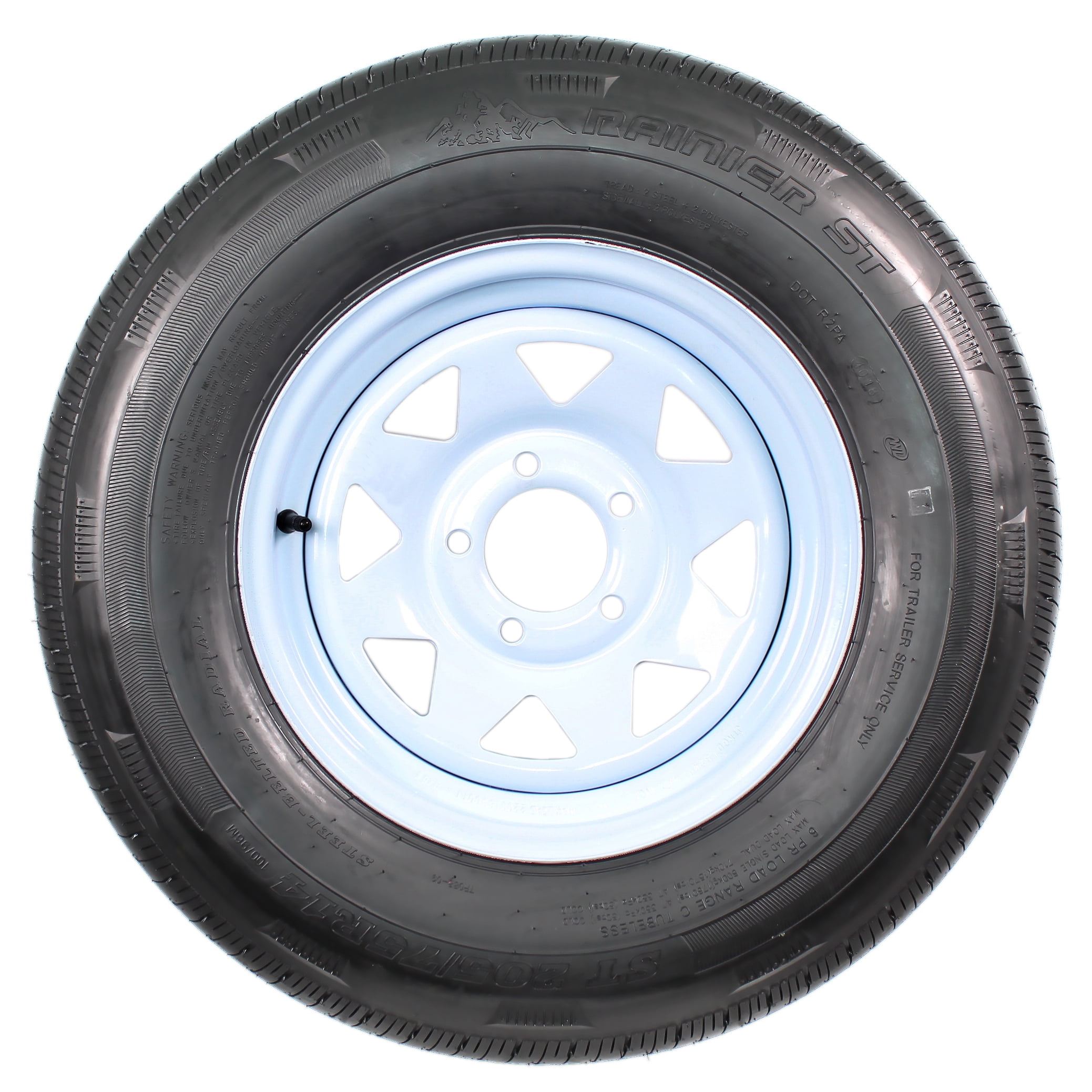 eCustomrim Radial Trailer Tire and Rim ST205/75R14 14X6 5-4.5 White Spoke 