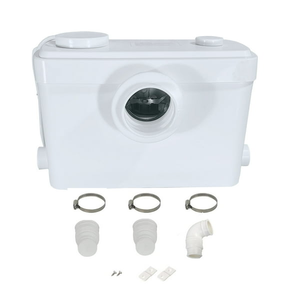 WinZo 600W Macerator Sewerage Pump with 3 Water Inlets for Rear Upflush Toilet Basement Kitchen Bathroom Sink Laundry Machine White