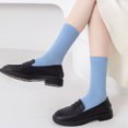 thumbnail image 4 of TZYDMN Womens Ankle Socks Super Soft Combed Cotton Mid-Calf Socks, Light Blue 3 Pairs, 4 of 6