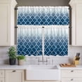 thumbnail image 2 of Navy Blue Curtain Valances Set Moroccan Trellis Abstract Gradient Geometric Kitchen Curtains 24&nbsp;inch Length Rod Pocket Valance and Tiers 3 Piece Set Small Bedroom Bathroom Laundry Decor, 2 of 9