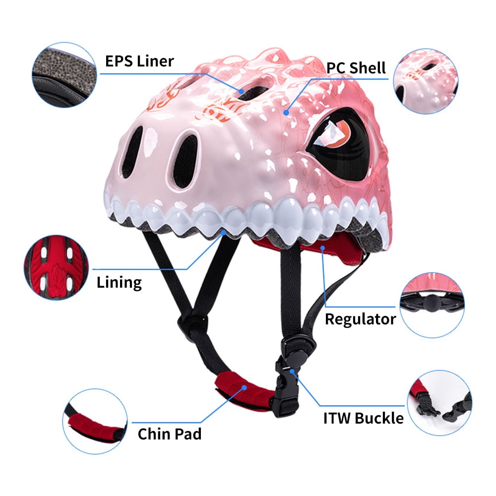 Kids Helmet Kids Toddler Bike Helmet Adjustable Dinosaur Design Skateboard Helmet Breathable Lightweight Protective Gear for Boys Girls Ages 2 5 Years PC Foam 51 54cm Head Ci