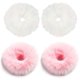 thumbnail image 1 of Paquete de 4 coleteros peludos para el pelo, accesorios para el pelo para mujeres y niñas (rosa y blanco), 1 of 1