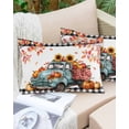 thumbnail image 6 of Teal Truck Fall Throw Pillow Cover 16 x 24 Inch Decorative Pillow Cover Thanksgiving Pumpkins Maple Leaf Lumbar Pillowcase Seasonal Rectangle Cushion Case for Couch Sofa Bed Living Room, 6 of 7