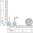 thumbnail image 6 of Gem Stone King 925 Silver and 10K Yellow Gold Sky Blue Simulated Aquamarine and White Moissanite Earrings for Women | 12.46 Cttw | Gemstone March Birthstone | Cushion 12MM, 6 of 6