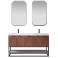 thumbnail image 2 of Mahon 60MB" Double Bath Vanity in N.A Deep Walnut with White Grain Stone &Mirror, 2 of 16