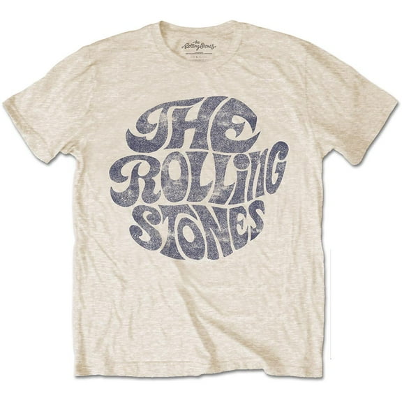 The Rolling Stones Men's Vintage 1970s Logo T-Shirt Sand Small