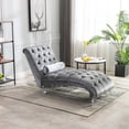thumbnail image 2 of Newest Elegant Chaise Lounge, Button-Tufted Velvet with S-Shaped Back and Clear Acrylic Legs,Silver, 2 of 13