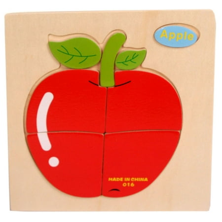 Apple Puzzle - Outtop Wooden Apple Puzzle Educational Developmental Baby Kids Training Toy