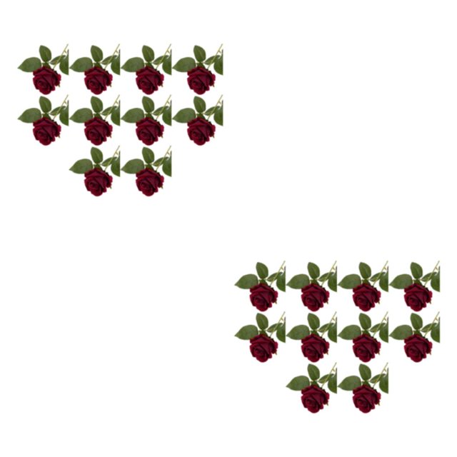 Naiovety Ramo de novia de 10 piezas, decoración de rosas, durabilidad duradera, precio asequible, flores artificiales de plástico, vino vino 2Conjunto