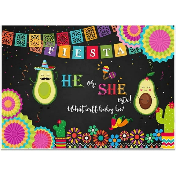 7x5FT Fiesta He or She-esta Gender Reveal Party Backdrop Holy Avocado Taco Bout a Baby He or She Fiesta Photography Background Avocado Mexican Fiesta Baby Shower Party Decorations Banner
