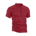 thumbnail image 3 of Klisyaur Shirt for Men Short Sleeve Crewneck Button Shirts Solid Color Casual Fashion Summer Tees Top, 3 of 7
