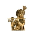 thumbnail image 4 of 9" Handmade Brass Lord Krishna Playing Flute Statue for Puja Altar Décor, 4 of 4