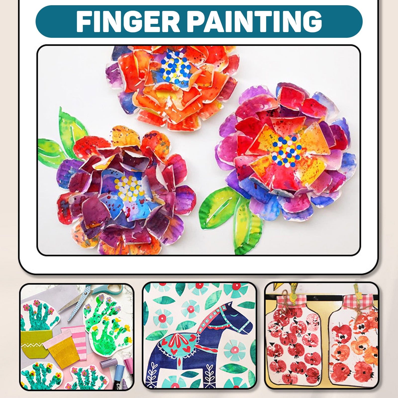 Washable Finger Paints for Toddlers, 10 Colors Large Capacity (2.1fl oz), Non Toxic Baby Paint for Hand and Feet, Safe Art Supplies, Preschool Learning Gifts for Kids Age 2+