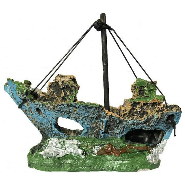 Methold Acuario pequeño hueco resina barco decoración pequeño animal tanque paisajismo decorativo decoración del acuario