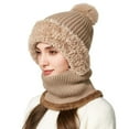 thumbnail image 5 of 3 In 1 Beanie Hat for Women Fall Fashion Women's Hats & Caps Face Mask Cozy Winter Scarves Khaki, 5 of 9