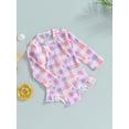 thumbnail image 3 of Bagilaanoe 1-5T Baby Girl One Piece Swimsuits Kids Rush Guard Swimshirts Quick Dry Long Sleeve Swim Shirt Toddler Swimwear Bathing Suit Ruffled Beachwear, 3 of 8