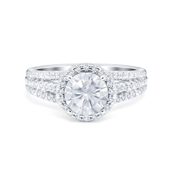 Halo Round Accent Dazzling Ring CZ 925 Sterling Silver Size 5