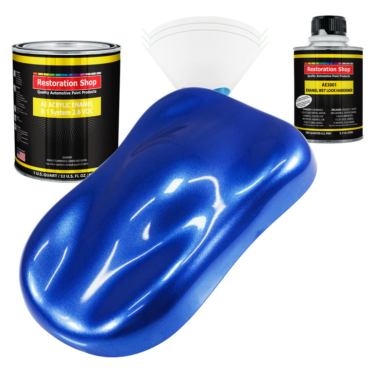 Restoration Shop - Cobalt Blue Firemist Acrylic Enamel Auto Paint -  Complete Quart Paint Kit - Single Stage High Gloss 