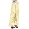 thumbnail image 3 of JUSLIO Pants for Women High Waist Plaid Casual Comfortable Straight Leg Pants Yellow S, 3 of 5