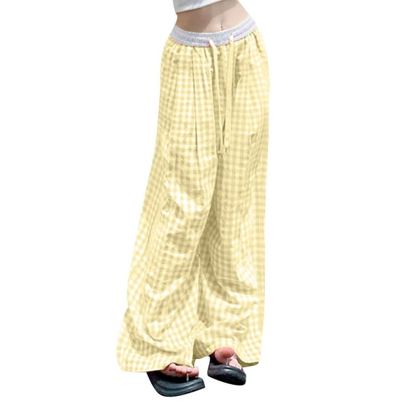 ABATAB Pajama Pants for Women Soft Comfy Wide Leg Plaid Sleepwear Elastic Waisted Casual Baggy Lightweight Beach Pj Bottom
