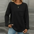 thumbnail image 2 of UJNDER Women's Long Sleeve Casual Solid Round Neck Knitted Loose Pullover Tops for Women Shirt Comfortable Black S, 2 of 4