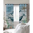 thumbnail image 3 of Ocean Whale Blackout Curtains for Bedroom Living Room, Coral Starfish Vintage Wood Texture 54 In Long Thermal Insulated Room Darkening Drapes Grommet Window Treatments, 52 x 54 In, 3 of 9