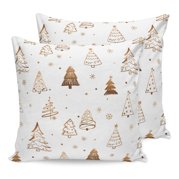 Pillow Covers 20x20 Set of 2, Christmas Tree Throw Pillow Covers Decorative Couch Cushion Cover, Winter Snowflakes Xmas Pine Plant Microfiber Soft Square Pillowcases for Bedroom Living Room Sofa
