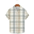 thumbnail image 2 of yillto Men Big and Tall Shirts Button down Short Sleeve Summer Beach Vacation Lightweight Plaid Tee, 2 of 5