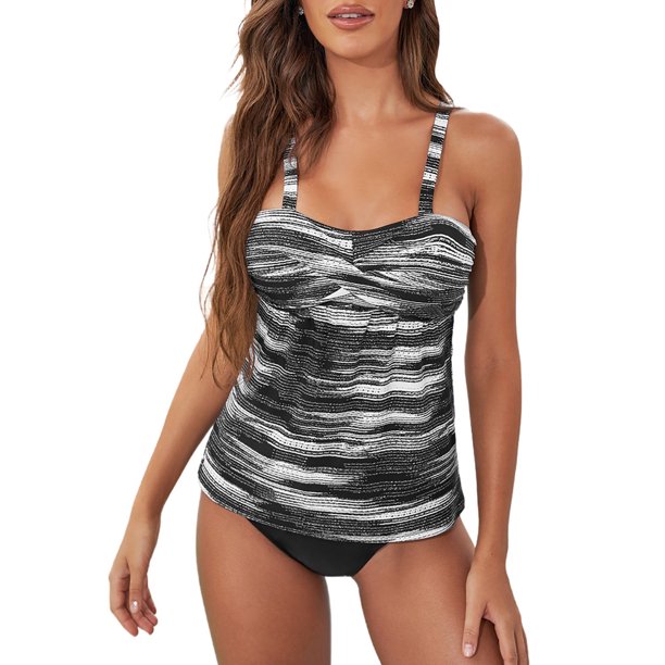 Asvivid Women's Two Piece Tankini Swimsuit Tummy Control Bathing Suits Swimwear Ruched Tankini