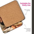 thumbnail image 5 of Pimpernel Artisanal Collection Coasters, Set of 4 – 4" Square 5mm Cork-Backed Drink Mats with Cheese & Grapes Art Print, Heat & Stain Resistant Lacquered Board for Dining Table Protection, 5 of 7