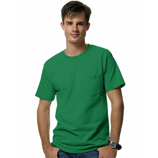 Hanes Beefy-T T-Shirt à Poche pour Hommes, m, Vert Kelly