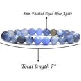 thumbnail image 2 of Faceted Dyed Sky Blue Agate Gem Semi Precious Gemstone 8mm Ball Beads Stretch Bracelet 7" Unisex, 2 of 4