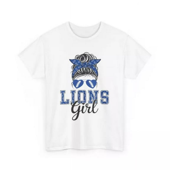 DOPASHIRT Lions Girl Shirt Messy Bun Funny Sports Fan Team T-Shirt Unisex S-5XL Hot Trending Shirt, Vintage Birthday Gift
