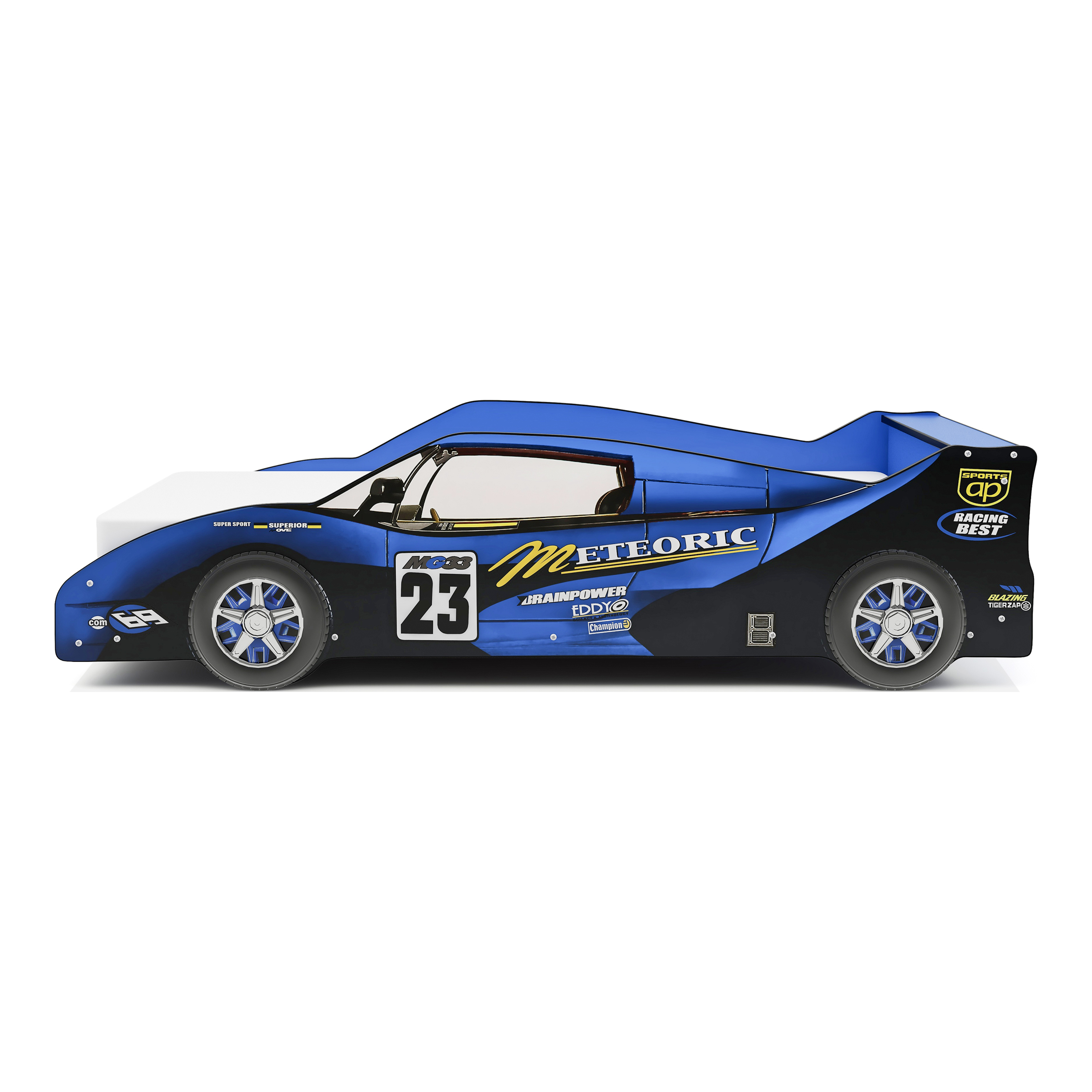 Furniture of America Roddy Kids Wood Twin Race Car Bed, Blue